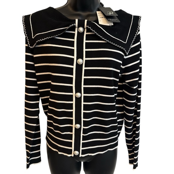 Adrianna Papell Navy and White Sailor Super Soft Lightweight Sweater NWT - Picture 2 of 9